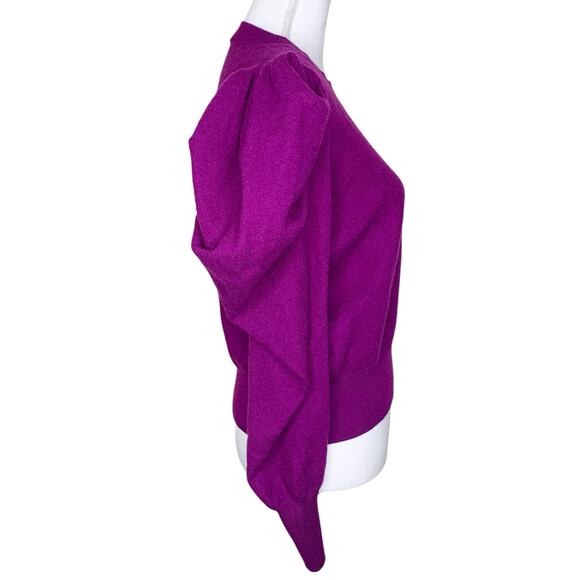 Ulla Johnson Marin Hibiscus Purple Wool Puff Juliette Sleeve Pullover Sweater - Picture 6 of 8
